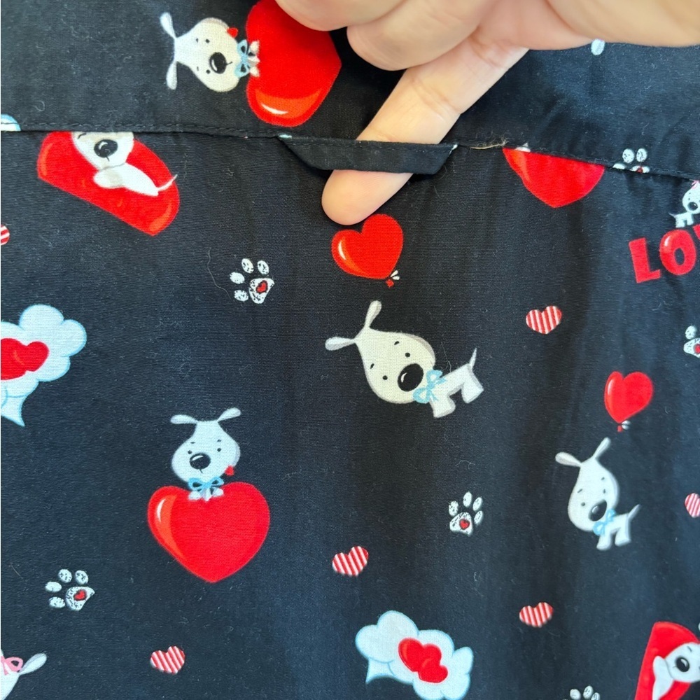 NWT Denim & Flower Unisex Black Short Sleeve Button Down Shirt Size XL Dog Love - Picture 5 of 13